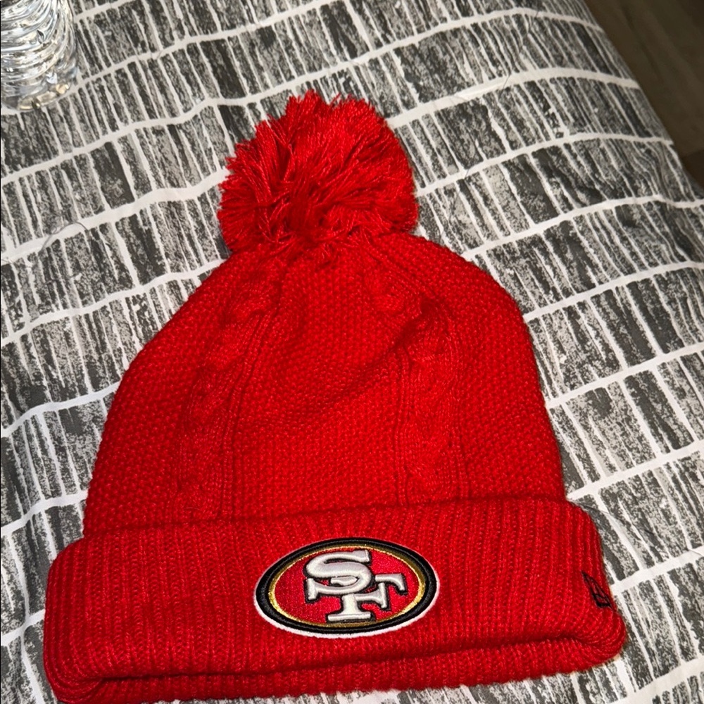 NFL Red 49ers Knit Hat with Pom-Pom